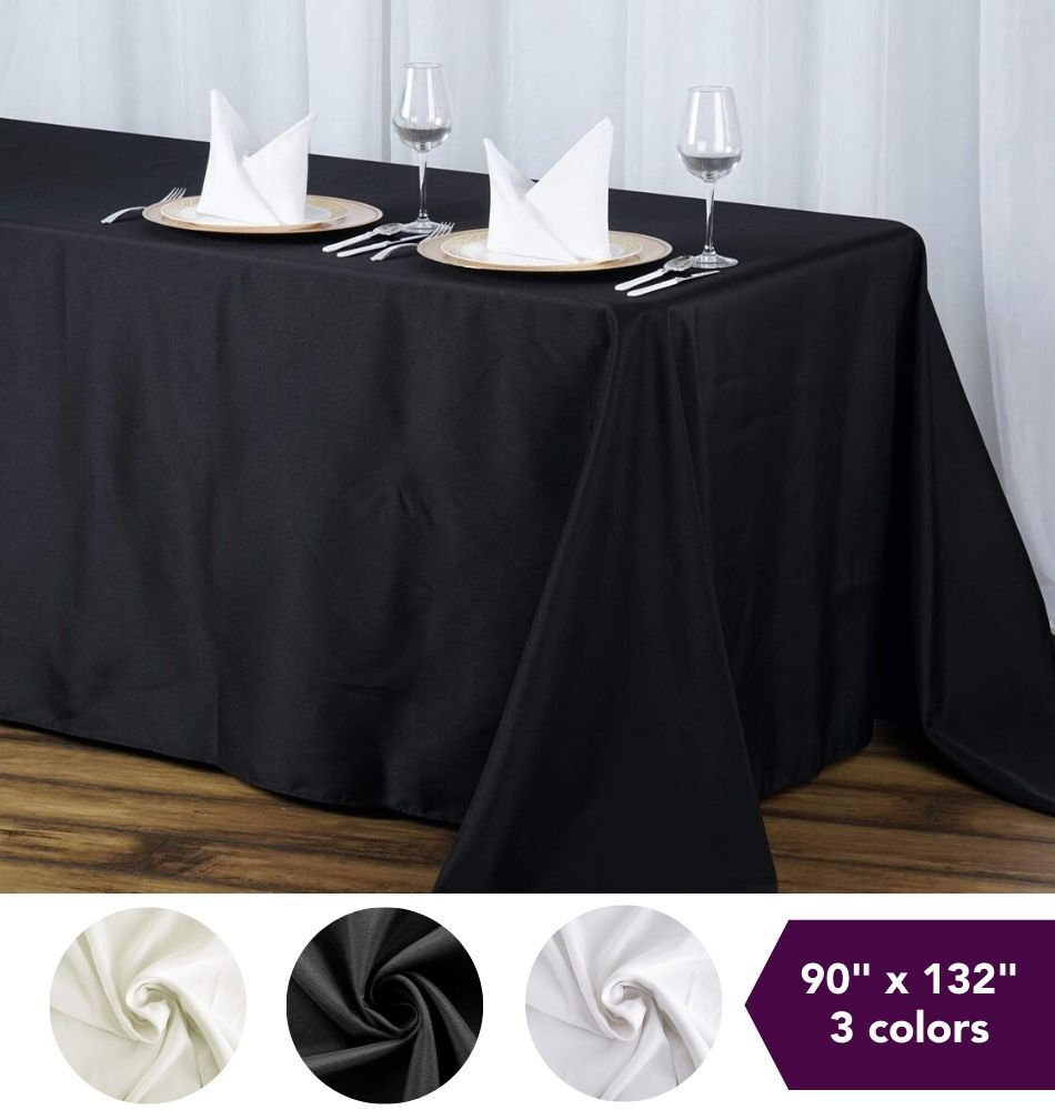 10 pcs 90x132" PREMIUM Polyester RECTANGULAR Tablecloths Catering High Linens