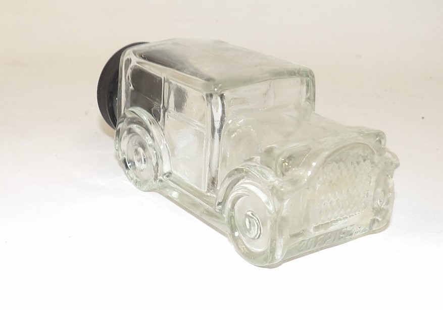 Old Glass Car Candy Container with Lid