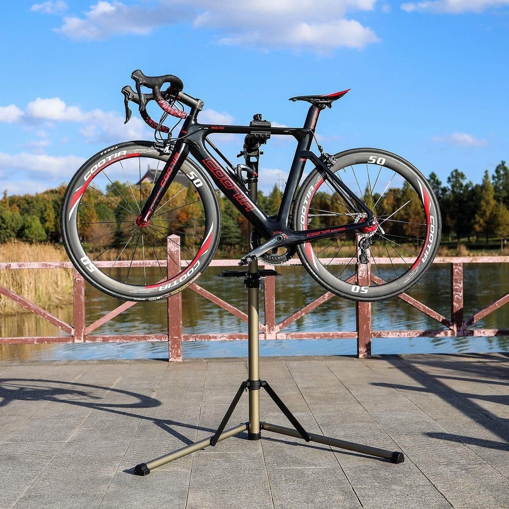 Lightweight Bicycle Workstand with 360° Rotatable Clamp & Front Wheel Stabilizer