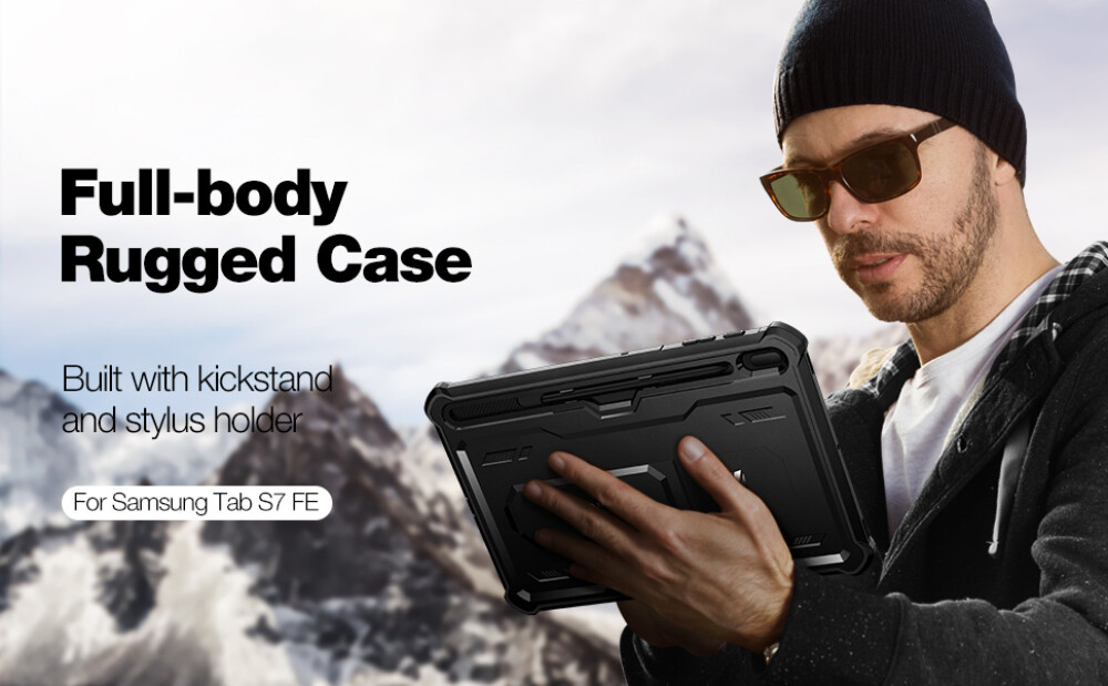 Dexnor for Samsung Galaxy Tab S7 FE Case Built-in Screen Protector and Kickstand