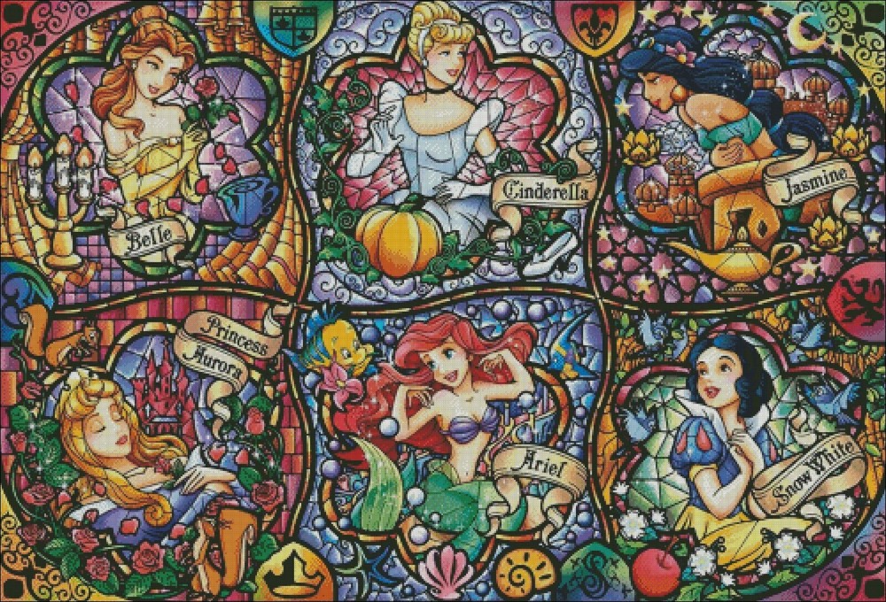 Six Princesses - DIY Chart Counted Cross Stitch Pattern Needlework DMC Color