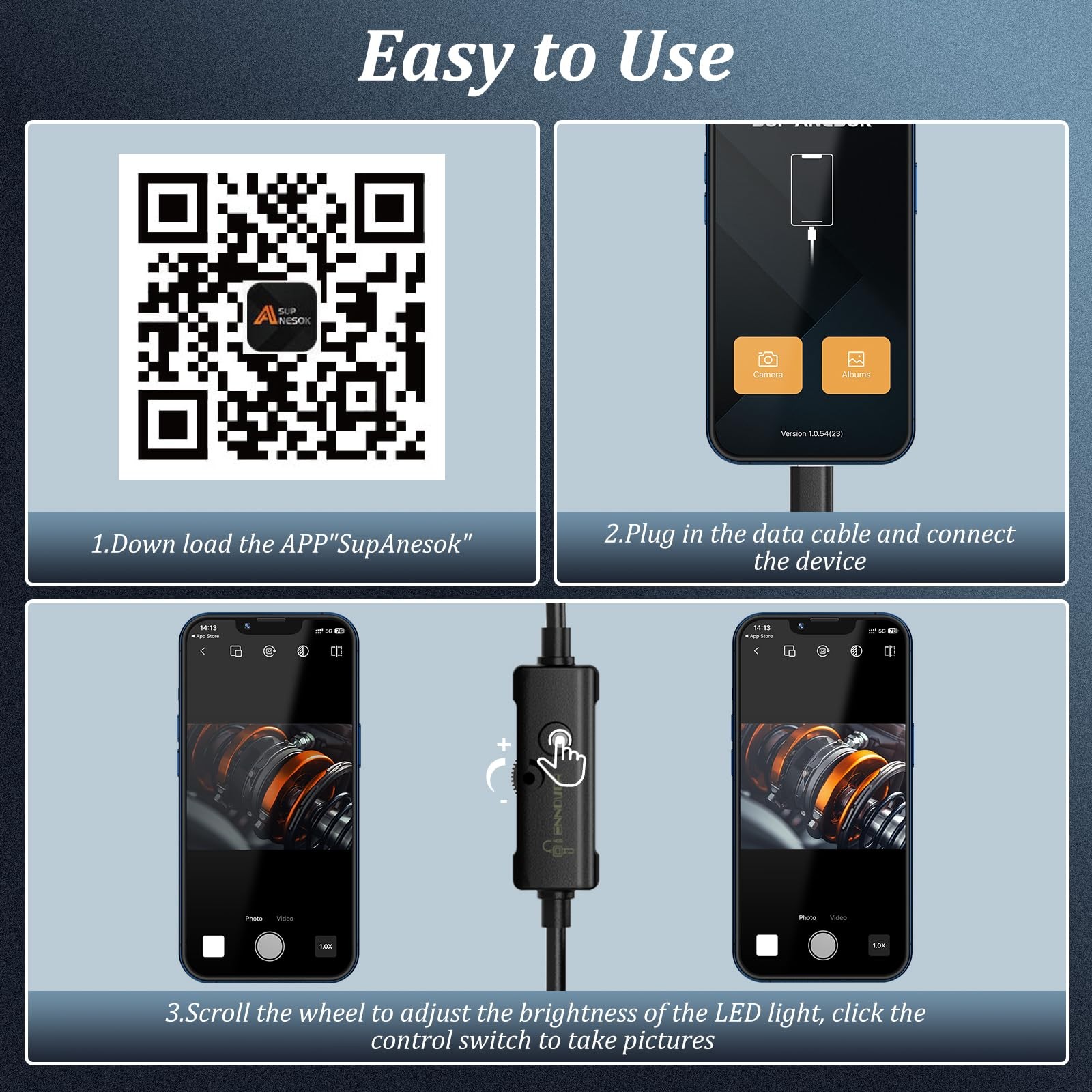 Borescope Camera with Light, 1920P HD 32.8ft Snake Camera for iOS/Android