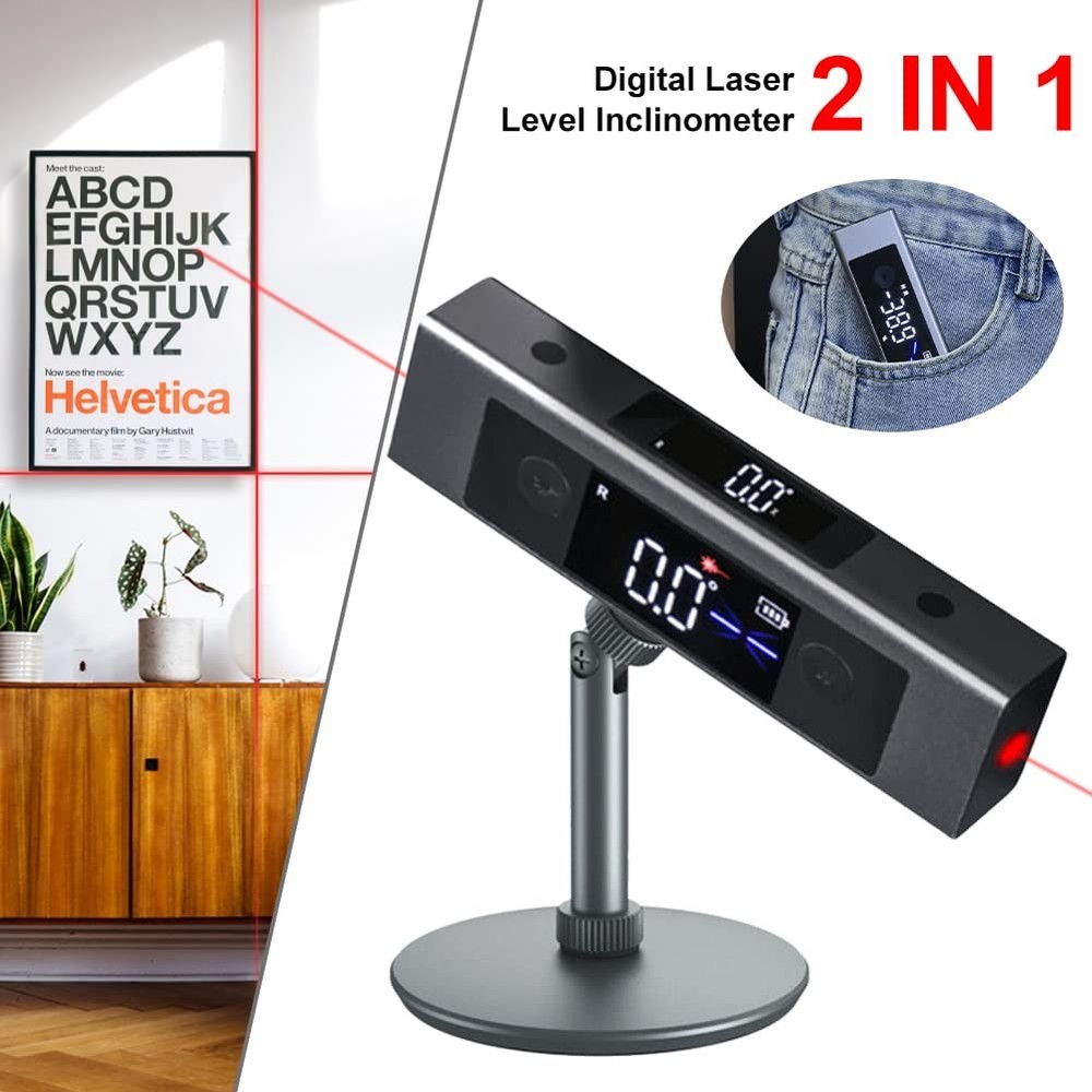 Protractor Digital Inclinometer, Angle Measure L-as-er Ruler, with...