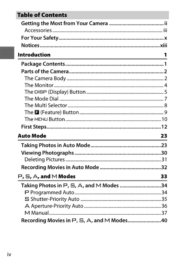 Nikon 1 V2 — User Reference Manual Guide — 1/2 Size, 5.5" x 8.5" Small Compact