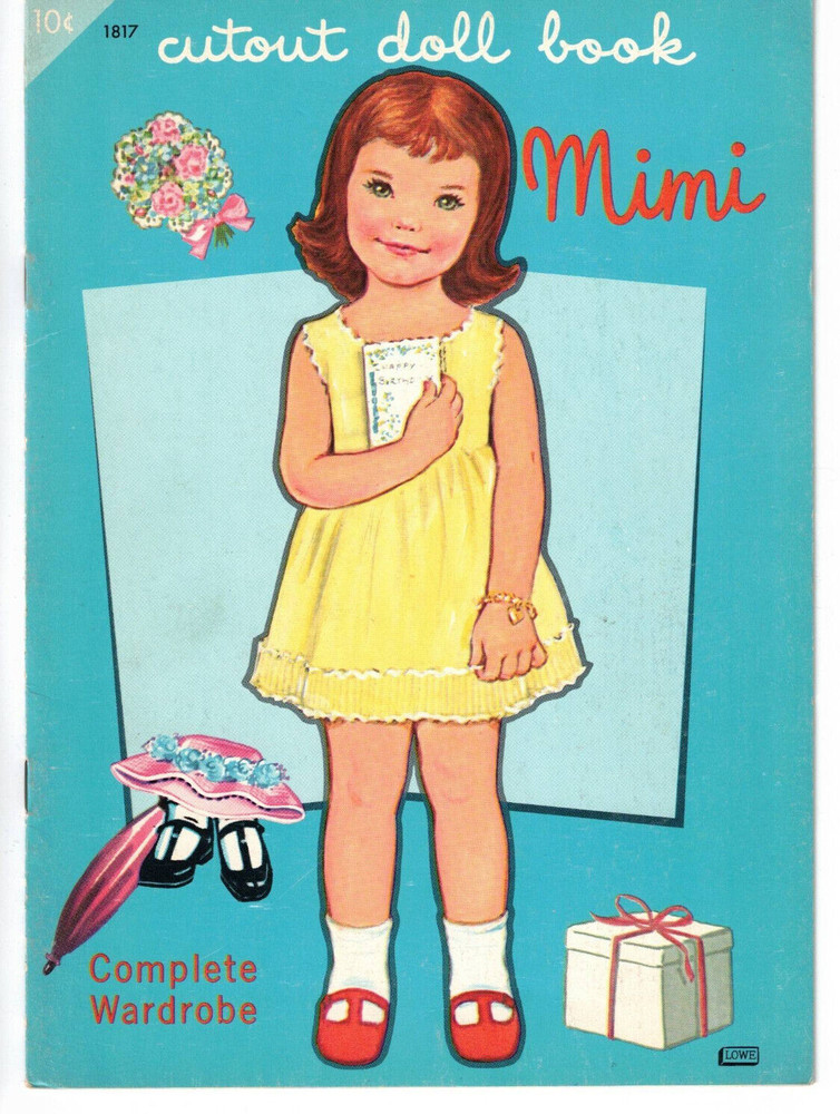 Vtg 1960s Lowe Paper Doll Book Uncut Mimi with Complete Wardrobe #1817