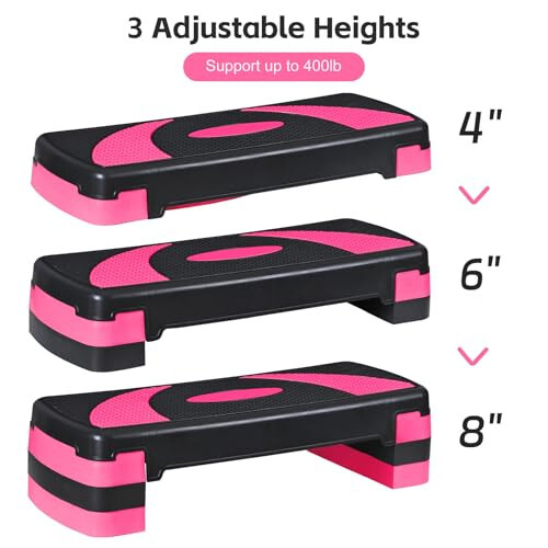 31'' Aerobic Step Platform, Adjustable Exercise Workout Step with Stable Risers,