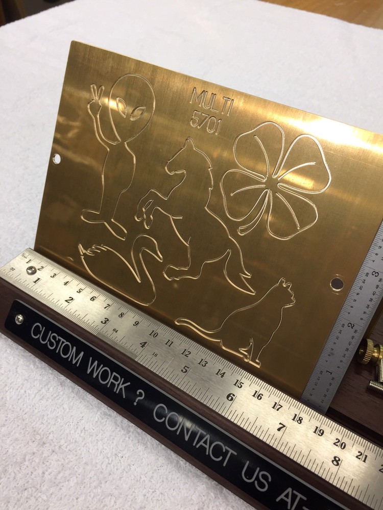 MULTI IMAGE #1 MASTER TEMPLATE BRASS ENGRAVING PLATE FOR NEW HERMES FONT TRAY