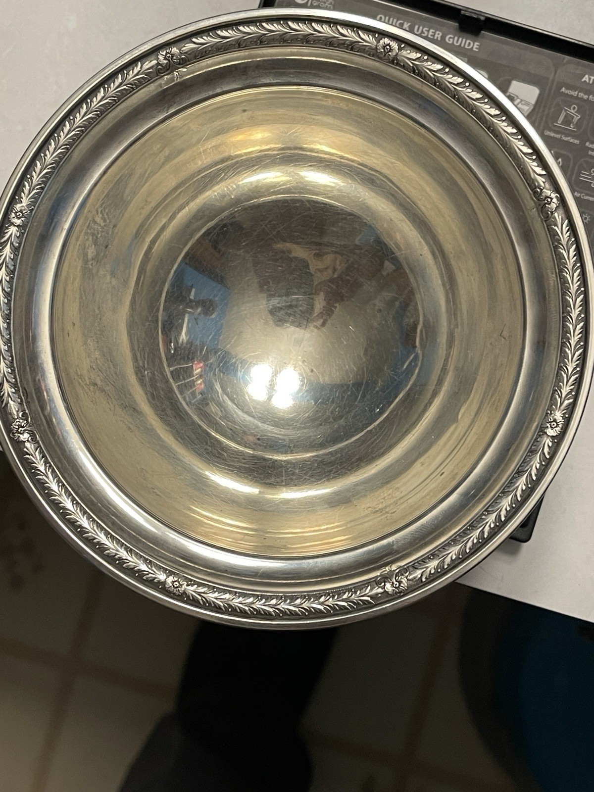 Vintage International Sterling 114 Grams Silver Footed Bowl Dish Rim Decoration