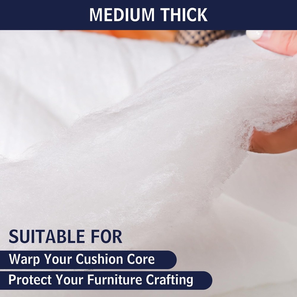 Dacron Polyester Cushions Wrap for Foam Padding, 48Inch X 59Inch, white