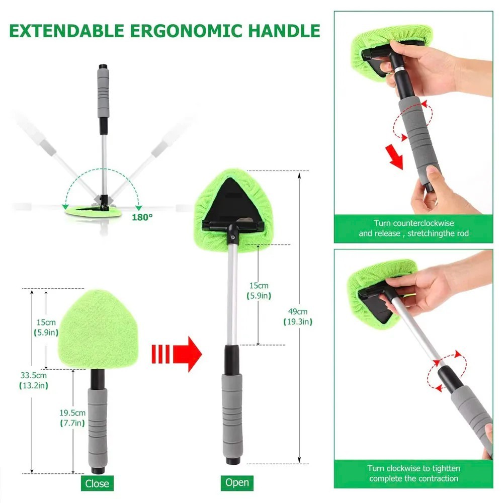 1 Pc Telescopic Car Window Cleaner Extendable Microfibre Windshield Brush Tool