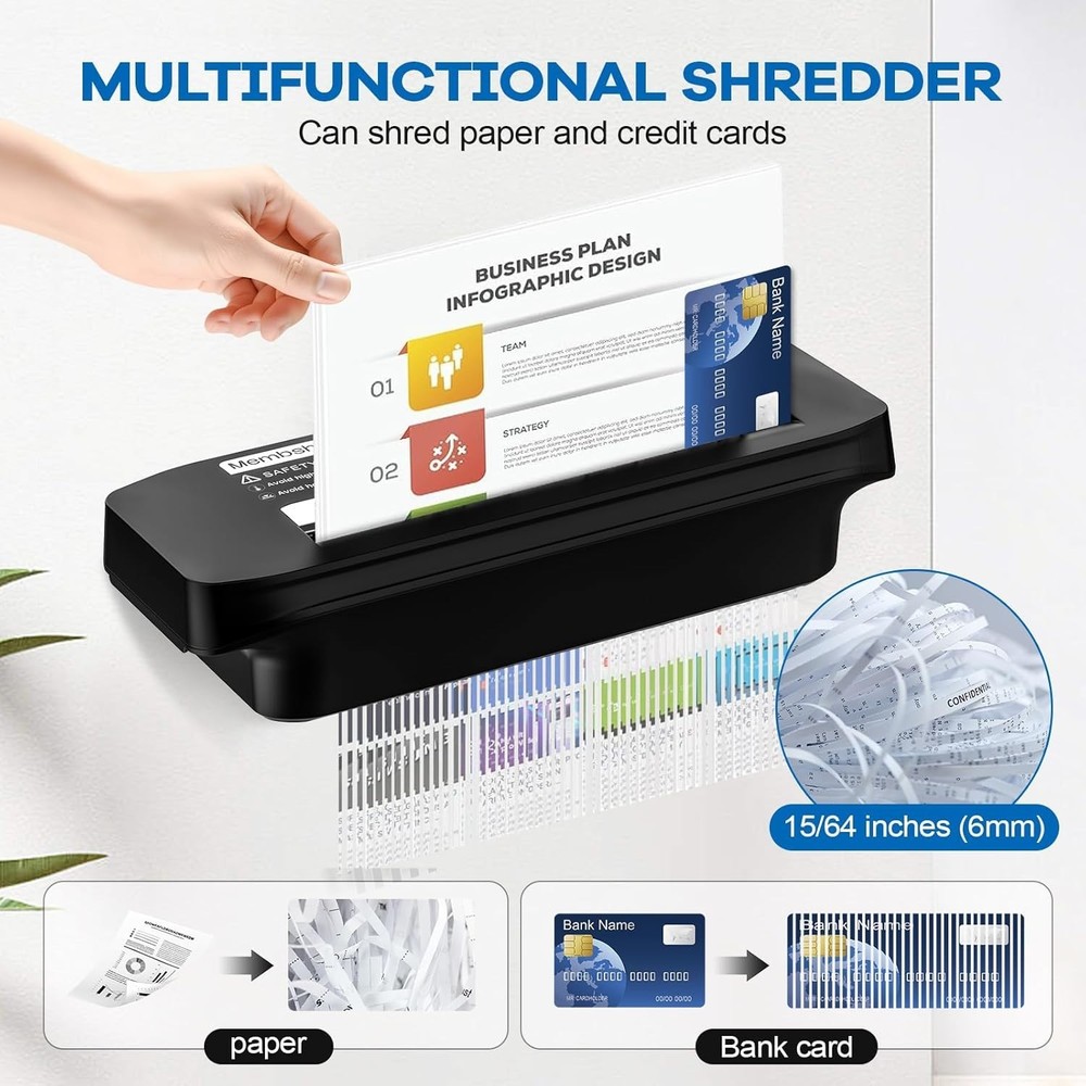 Effortless 7-Sheet Mini Paper Shredder with Extendable Arm and Jam Proof Feature