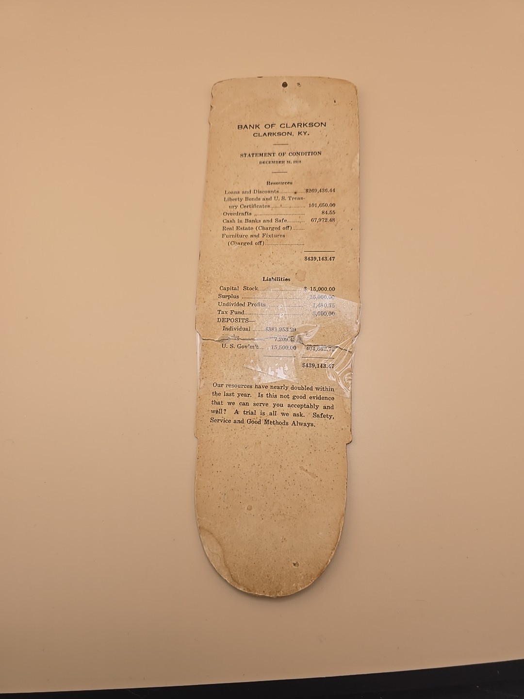 WWI Ephemera Victory War Advertising Bank Of Clarkson KY Loan Propaganda