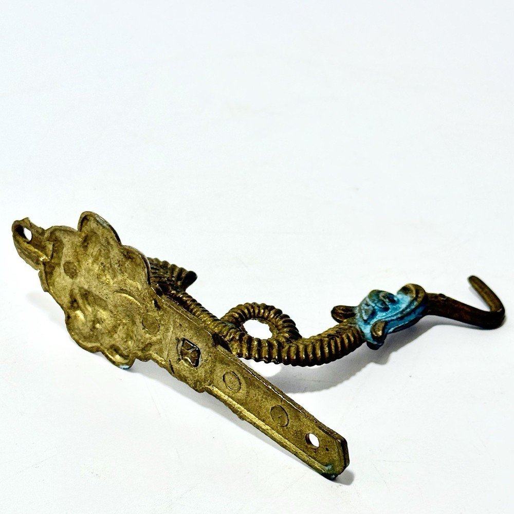 Victorian Inspired Ornate Vintage Solid Brass Wall Hook Serpent-Style Dual Faces