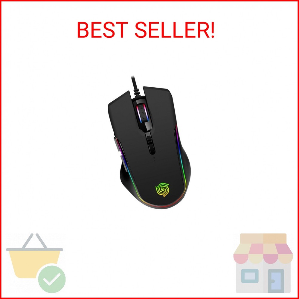 MKETech Electronics Wired Gaming Mouse - Computer Corded Mouse with 6 Programmab