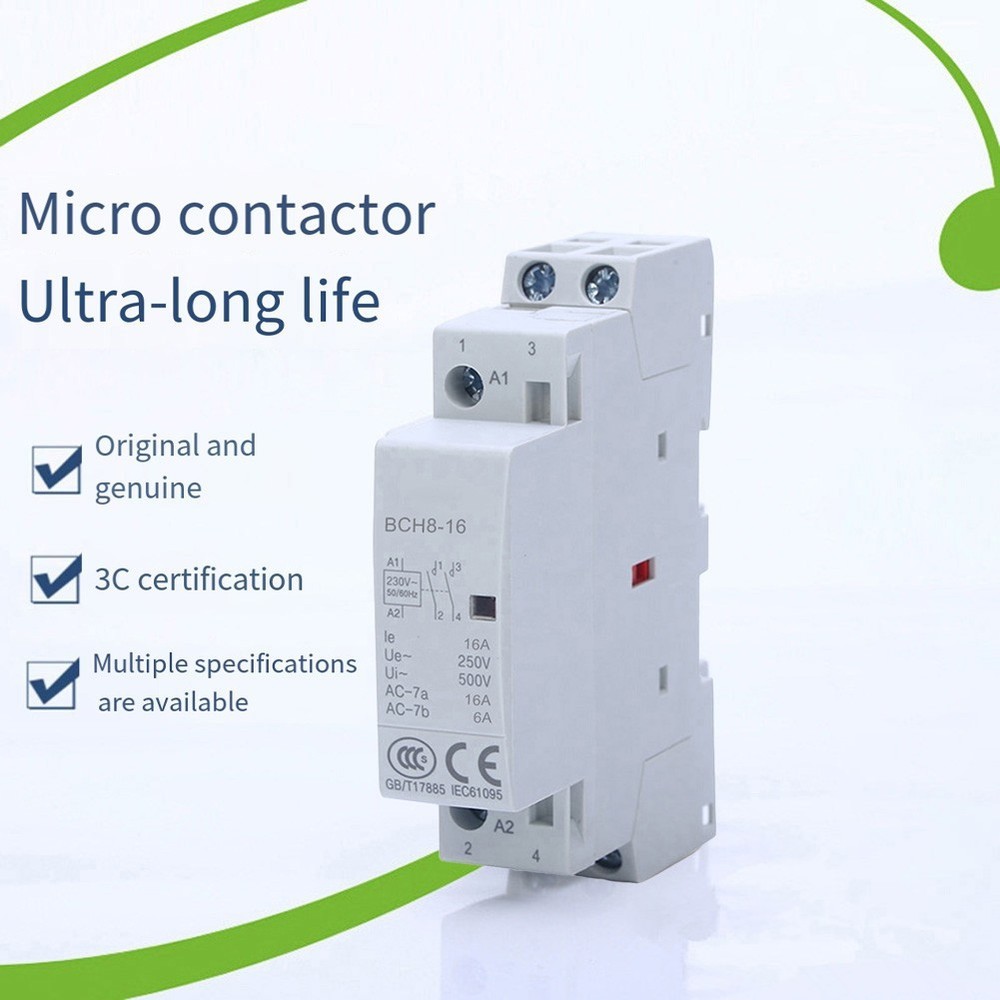 Household Contactor AC230V 2P 16A 2NO Rail Mounting Modular Contactor Automatic
