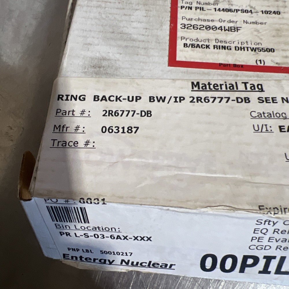 Flowserve Back Up Ring Part No 2R6777-DB Nos Surplus