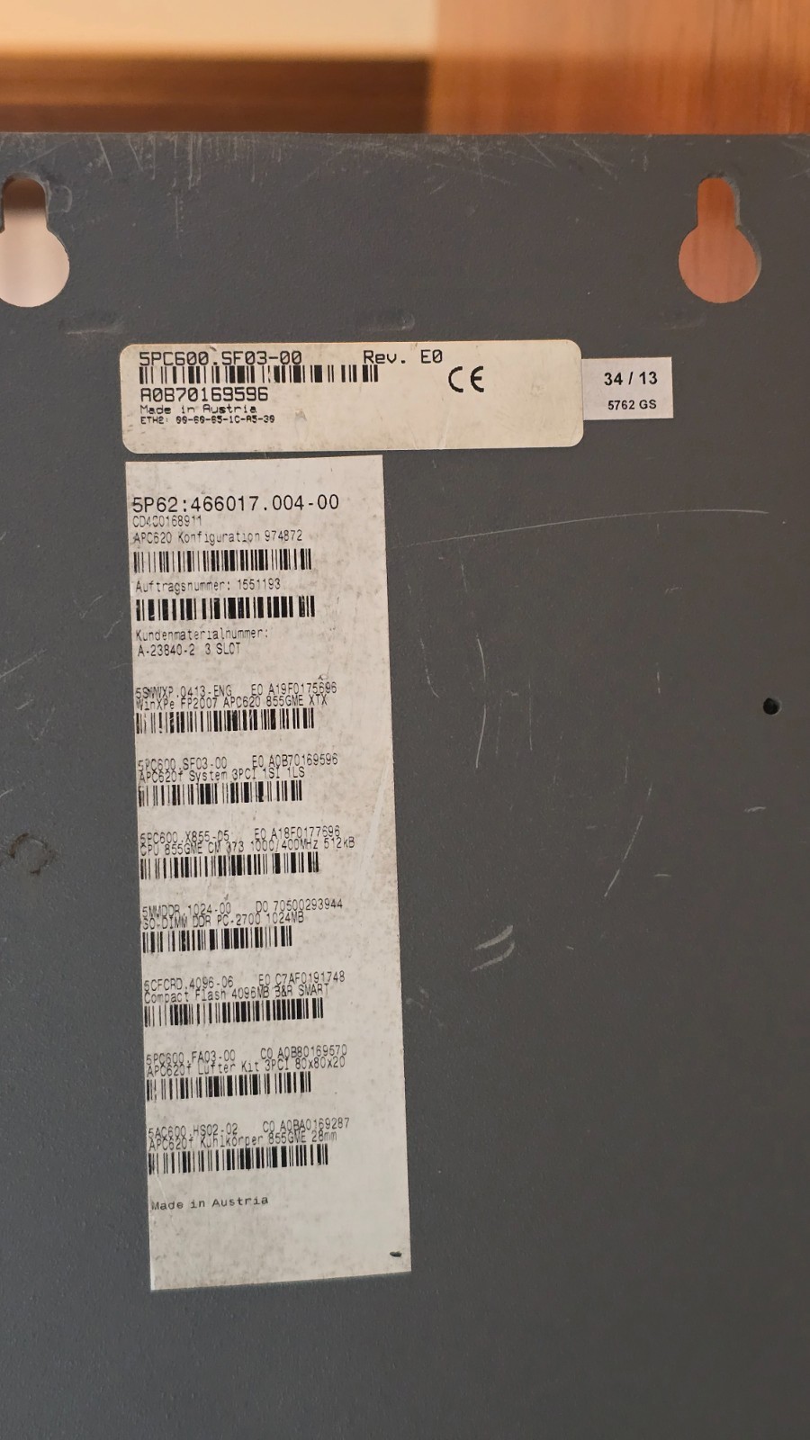 B&R Automation PC "5PC600.SF03-00 Rev. E0" NO HARD DRIVE