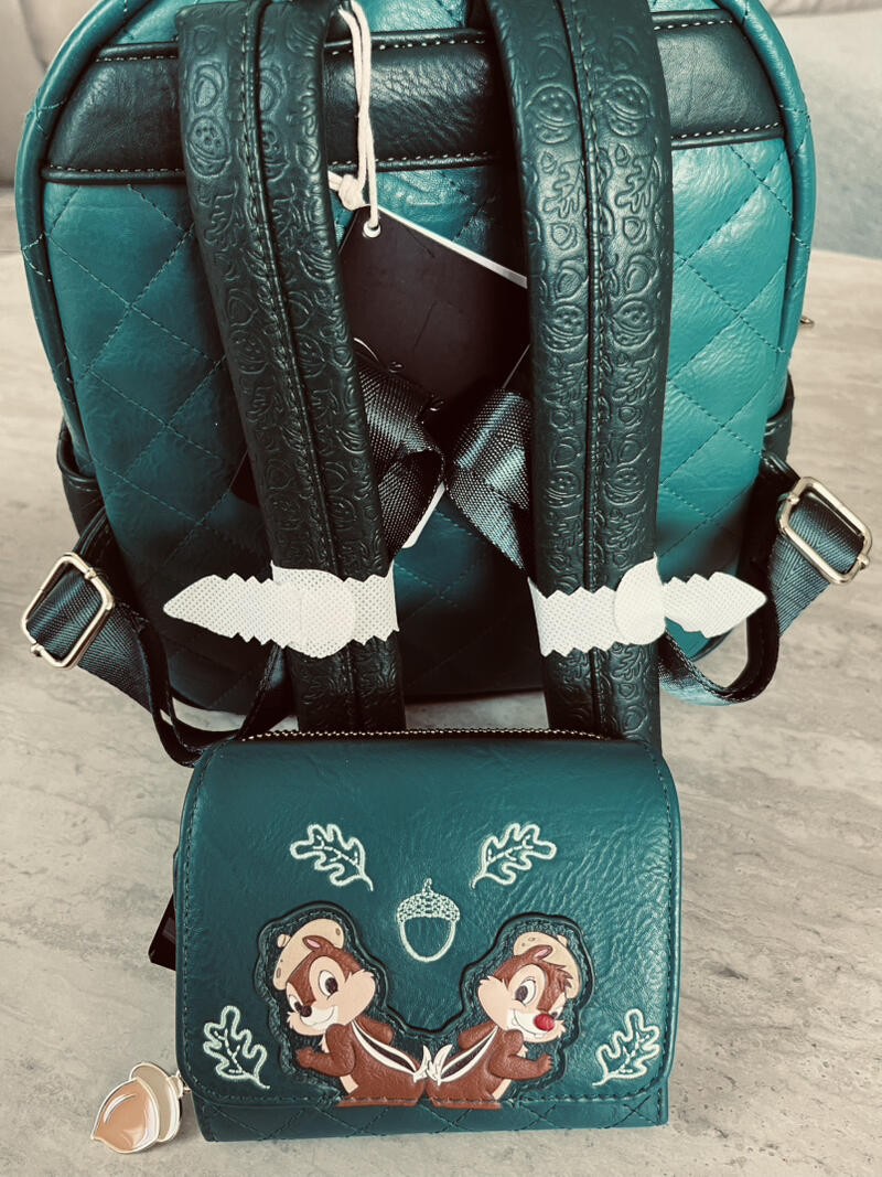 Loungefly Disney Chip & Dale Quilted Backpack & Wallet Set NEW