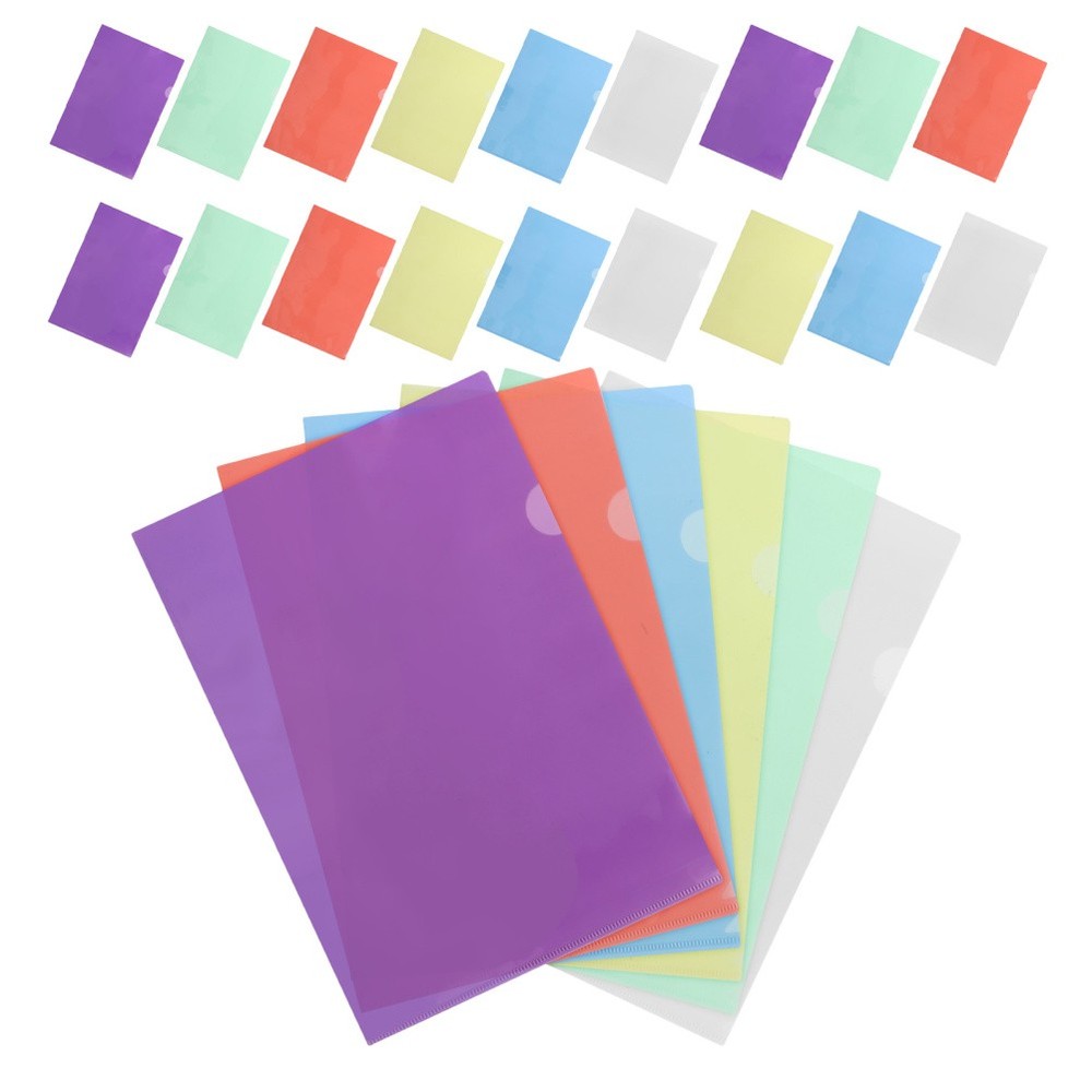 24 Pcs Plastic File Folders with Pockets Document Sleeves Bag Envelopes
