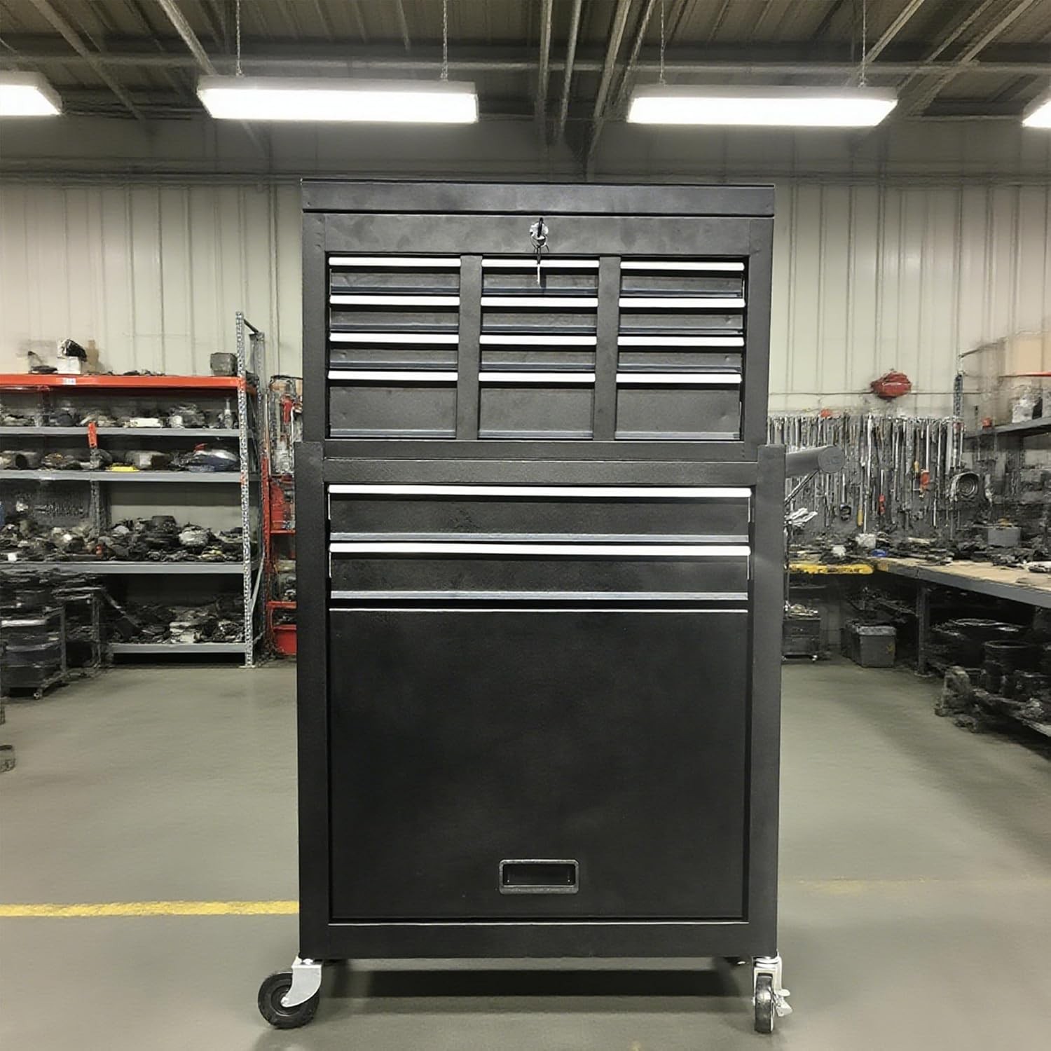 8 Drawers Rolling Tool Chest Tool Lock Storage Cabinet Boxes on Wheels Garage