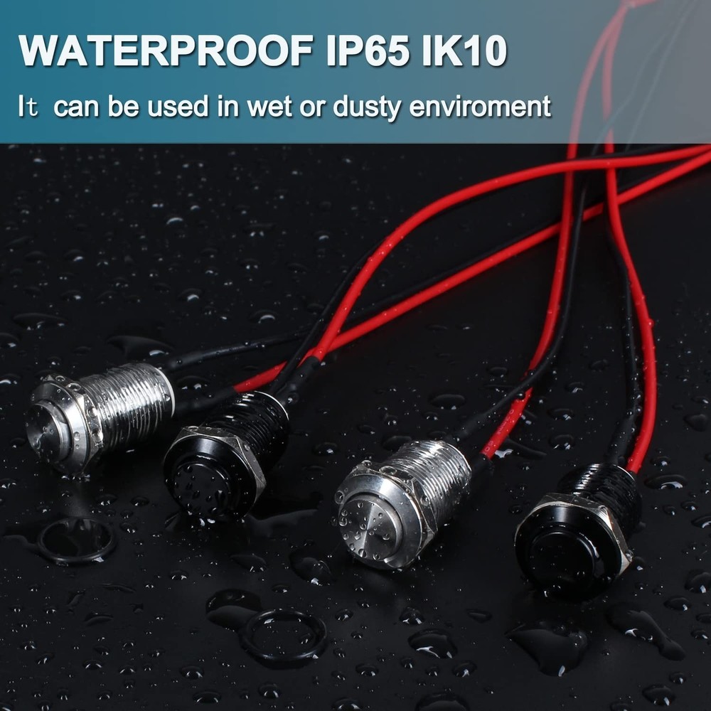 5Pcs Small Momentary Push Button 12mm Switch Waterproof Push Button Switch Round