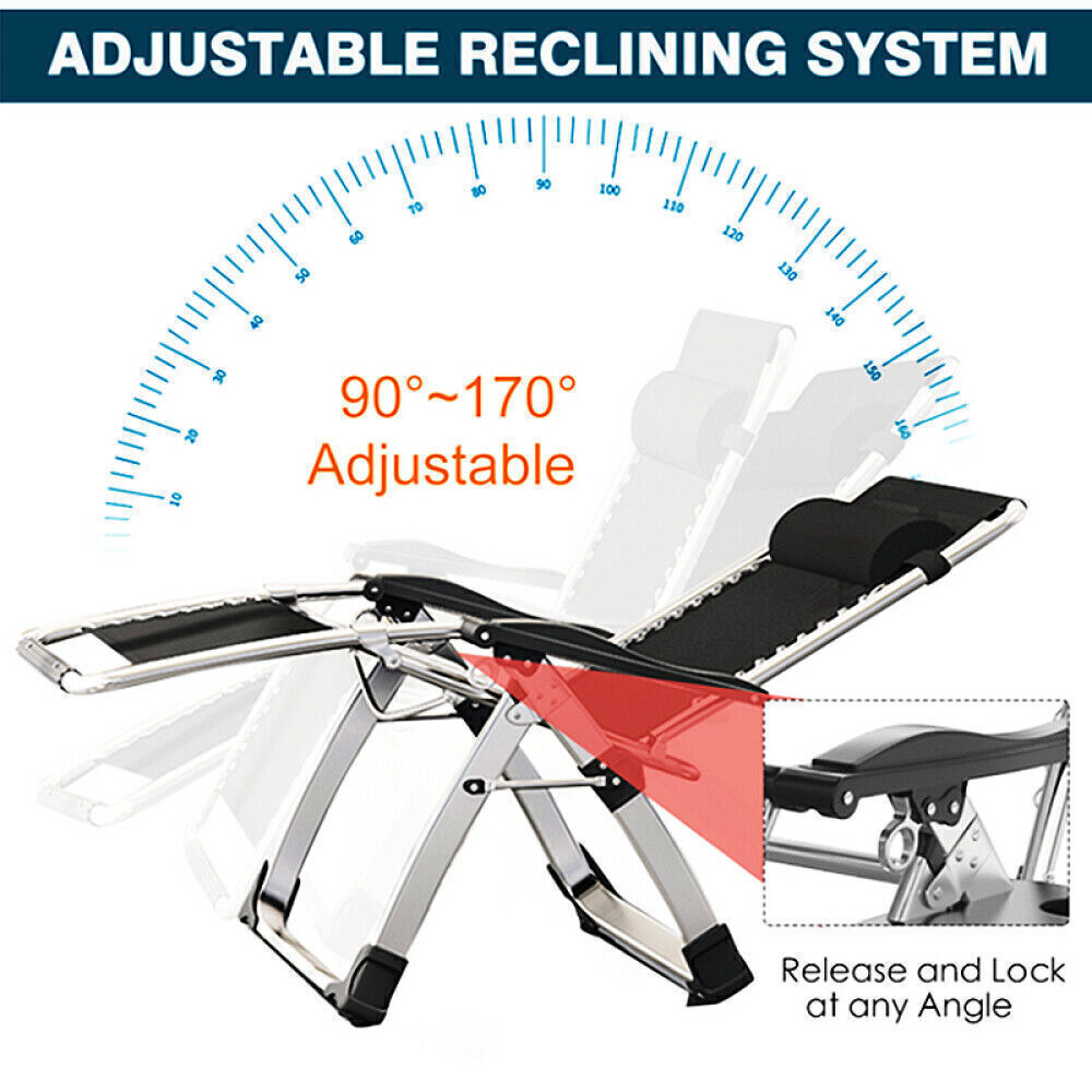 NAIZEA Zero Gravity Chair, Premium Lawn Recliner Folding Chaise Lounge & Cushion
