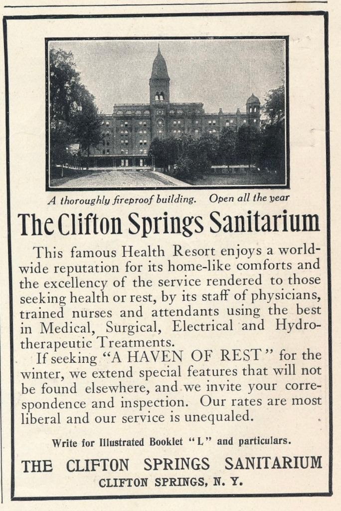 Magazine Ad - 1909 - Clifton Springs Sanitarium - Clifton Springs, NY