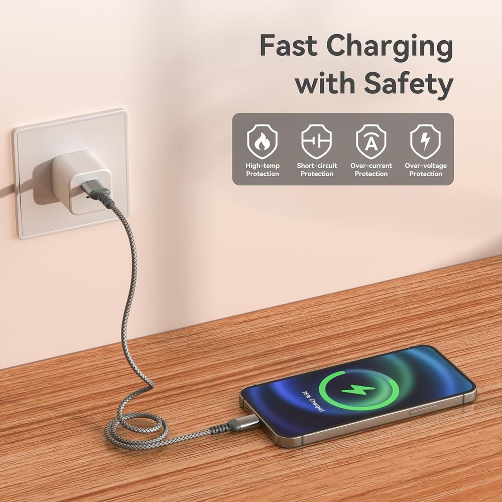 USB to C Cable, Car Carplay Fast Charging Type C Cable 4Ft, Gray