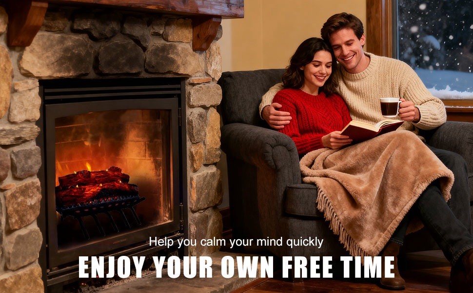 USB-Powered LED Electric Fireplace Logs with Remote Control - Realistic Decor