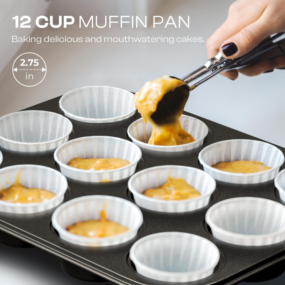12-Piece Nonstick Bakeware Set, Stackable Non Toxic Baking Pans Set with Rack &