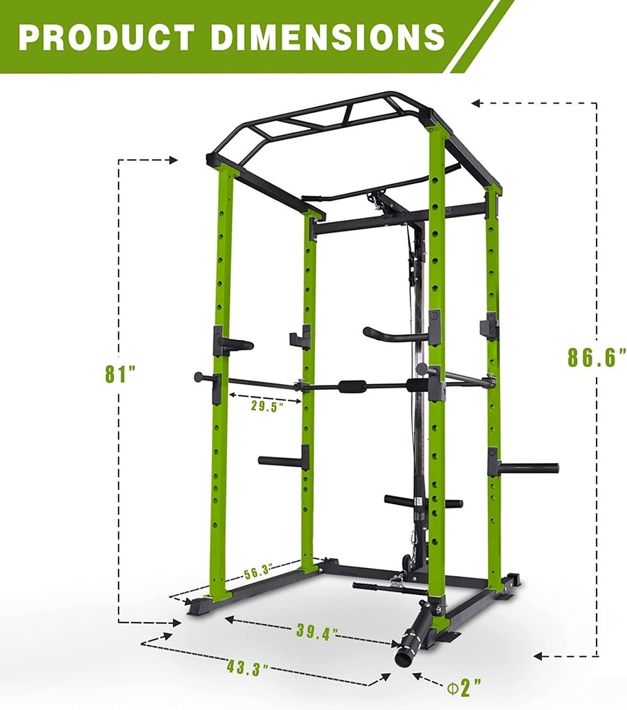 Multi-functional Power Cage,Home Adjustable Pullup Squat Rack 1000Lbs Capacity