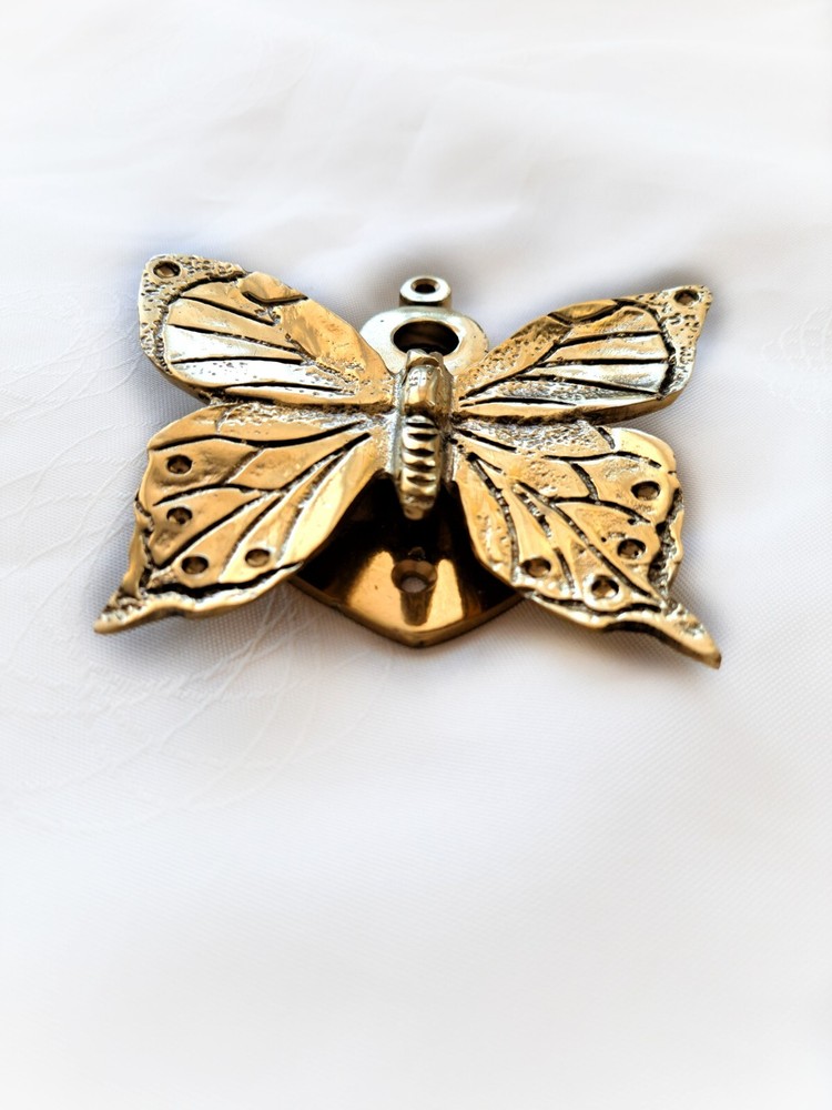 Solid Brass Butterfly Door Knocker , Gold Brass Door Decor