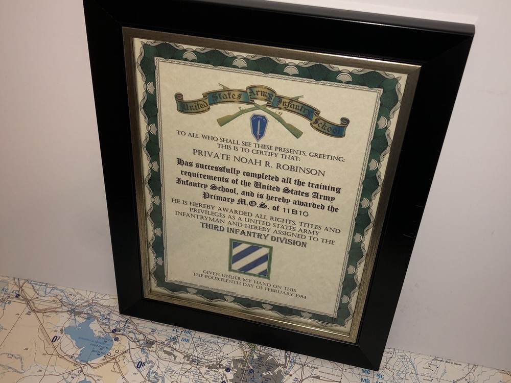 U.S. ARMY (3RD I.D.) INFANTRY TRAINING AND ASSIGNMENT CERTIFICATE
