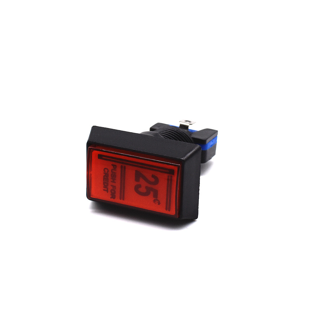 25 Cent Push for Credit Arcade LED Button Push Red Rectangle DIY Machine 12V New