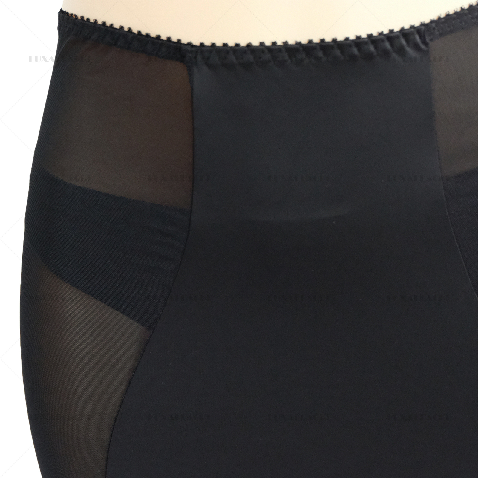 Luxallacki Back Hollow Sheer Garter Belt 6 Straps Suspender Metal Clips Girdle