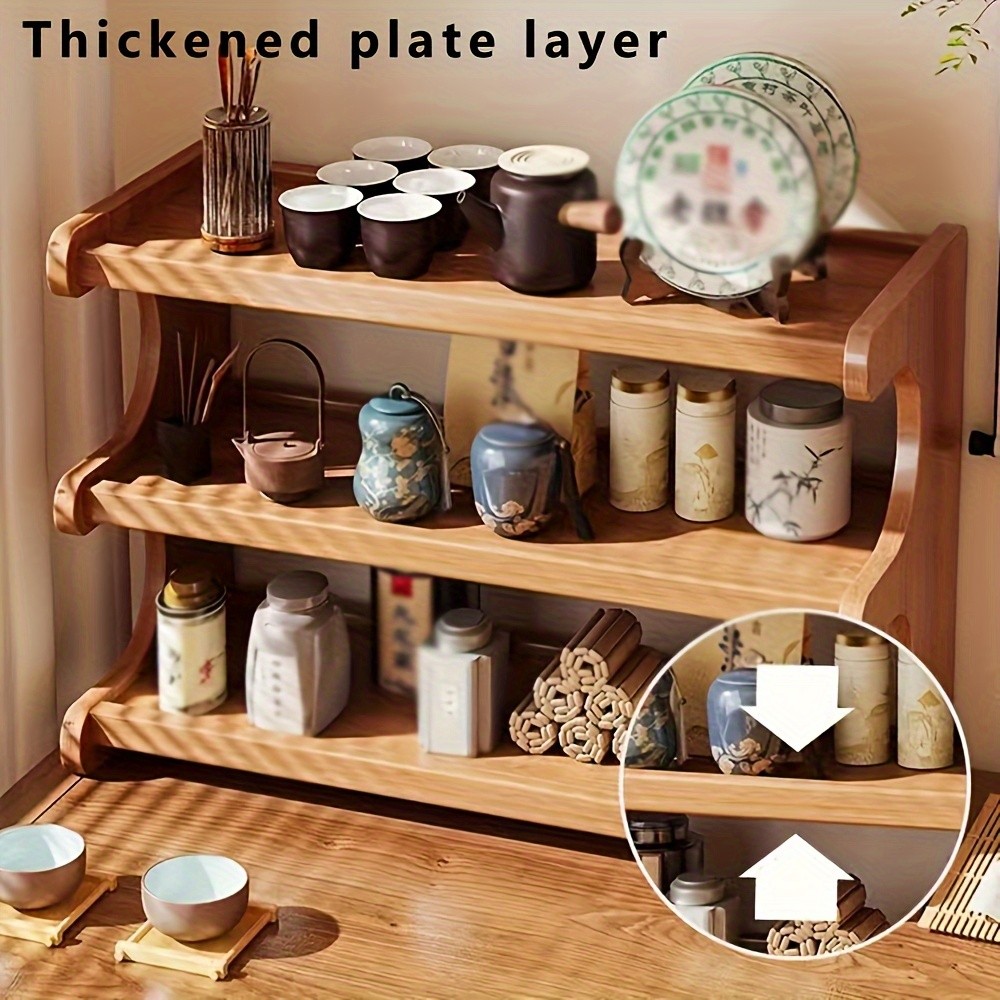 3-tier Bamboo Spice Rack Organizer And Seasoning Jar Excellent Tiered Wooden