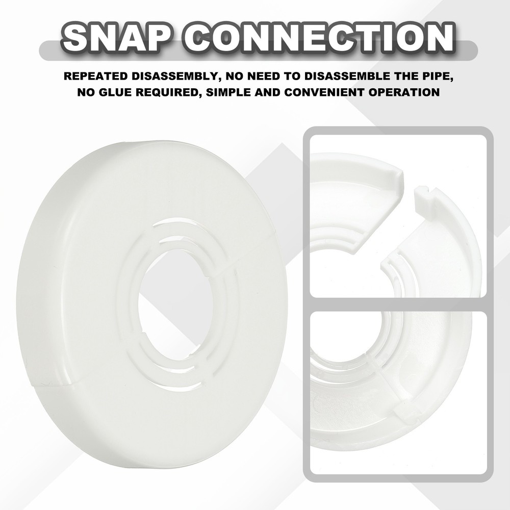 2pcs Wall Split Flange 0.39" Plastic Round Split Flange Pipe Cover, White