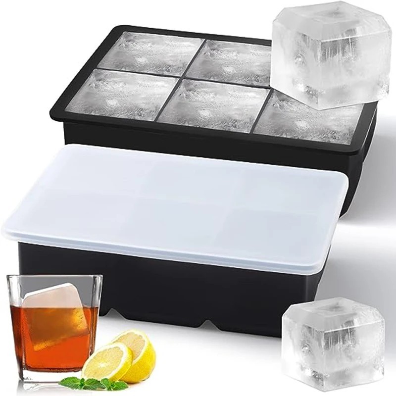 Silicone Big Ice Cubed Maker Large Cube Square Tray Molds Whiskey Ball Cocktails