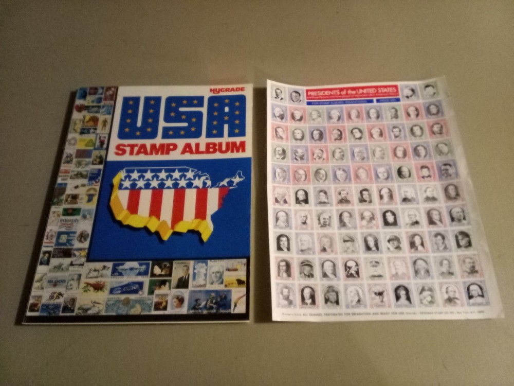 Vintage USPS 1981 Hygrade USA Stamp Album With/ Sheet of US Presidents No. 1545