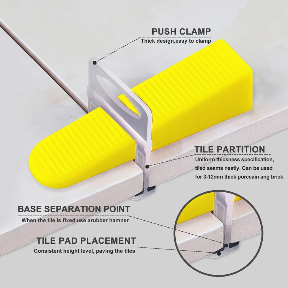 Tile Leveling System 2500pcs 1/16" Tile leveler Spacers Clips Tile Installati...
