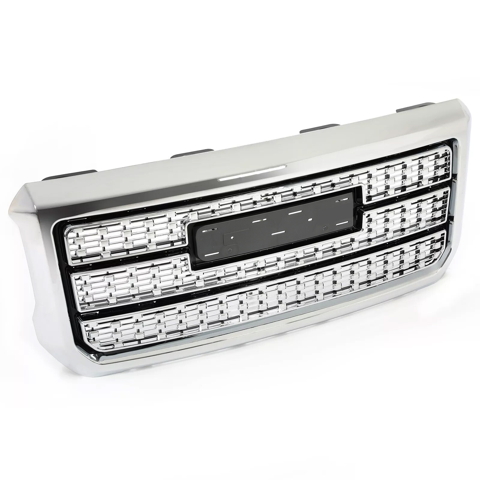 Chrome Front Grille ABS Grill W/ Snap For GMC Sierra 2500HD 3500HD 2015-2019