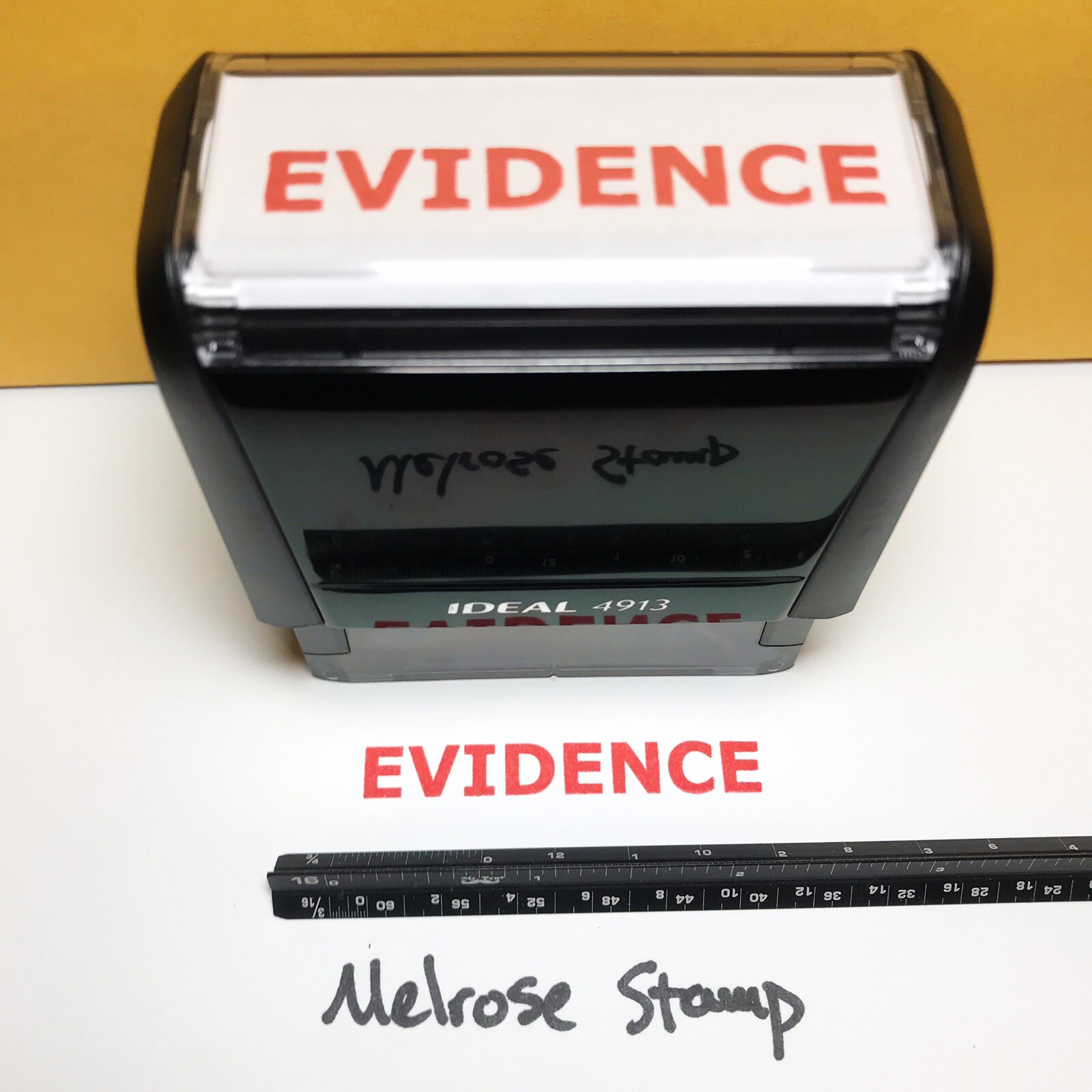 Evidence Rubber Stamp Red Ink Self Inking Ideal 4913