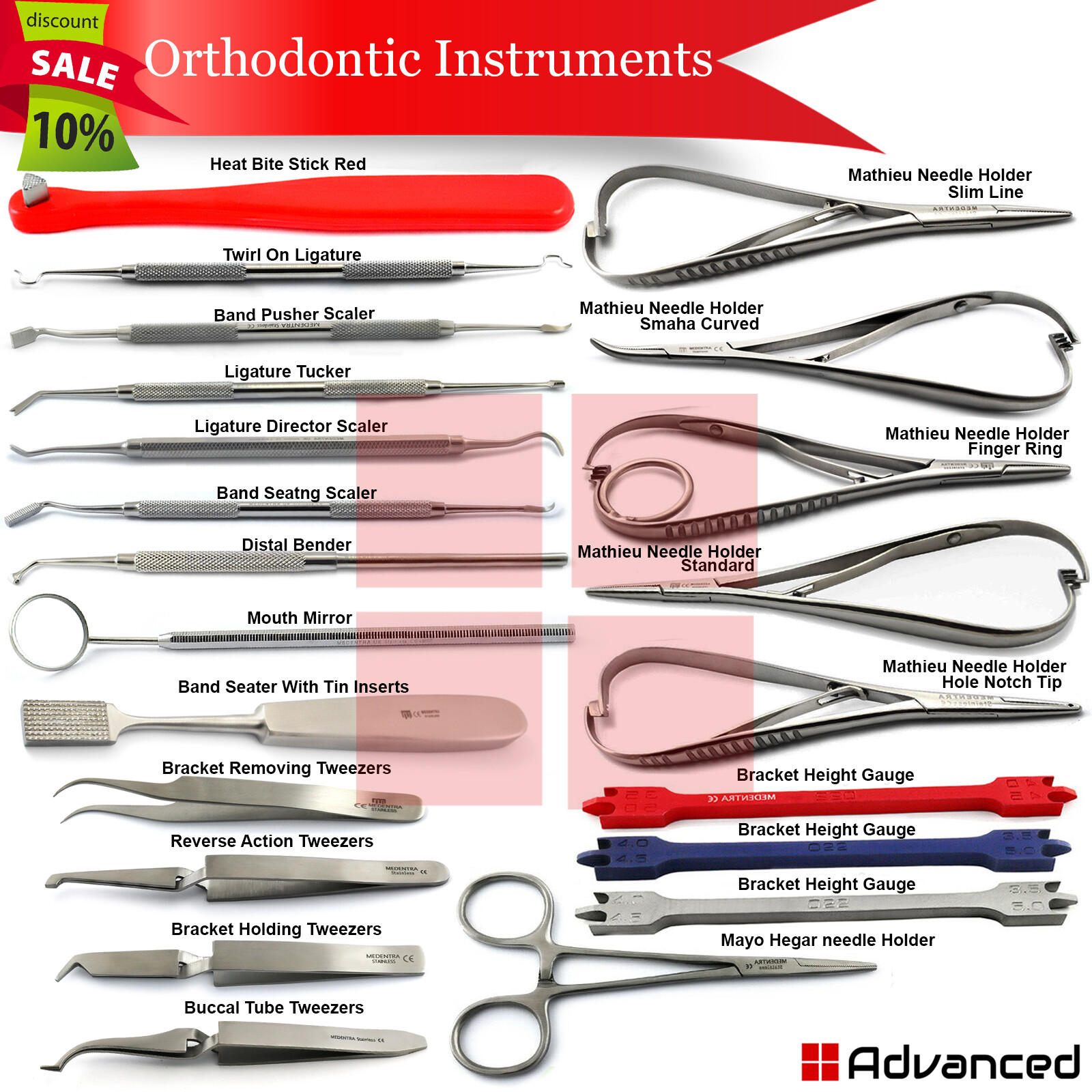 Dental Orthodontic Instruments Ligature Band Placement Band Separator Bracket