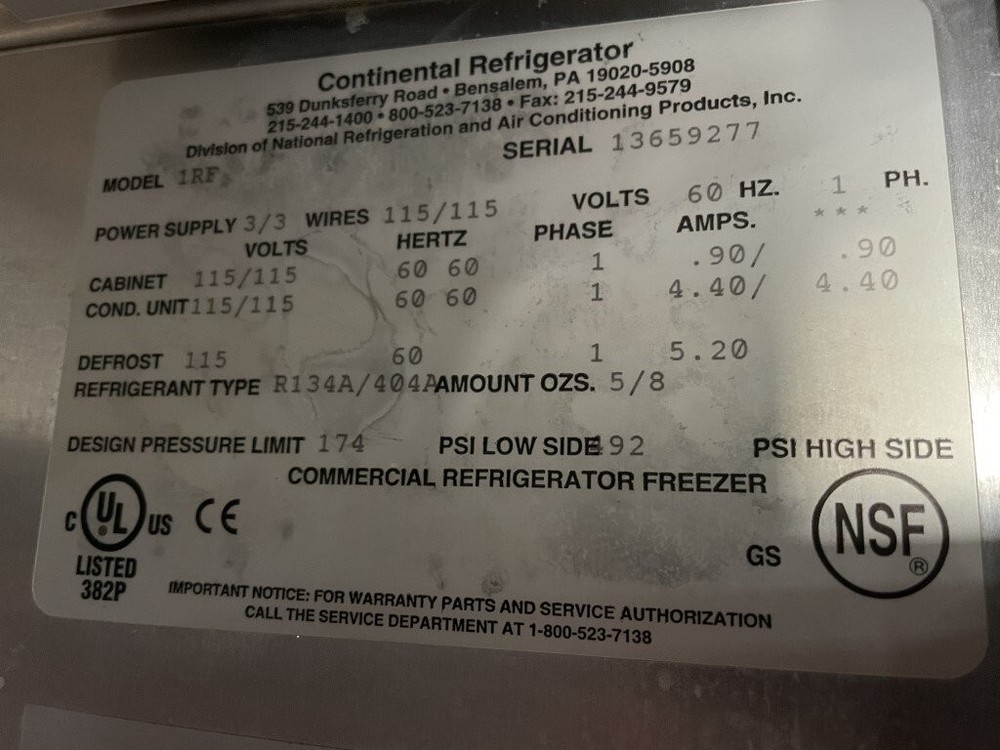 Continental 1RF Refrigerator-Freezer