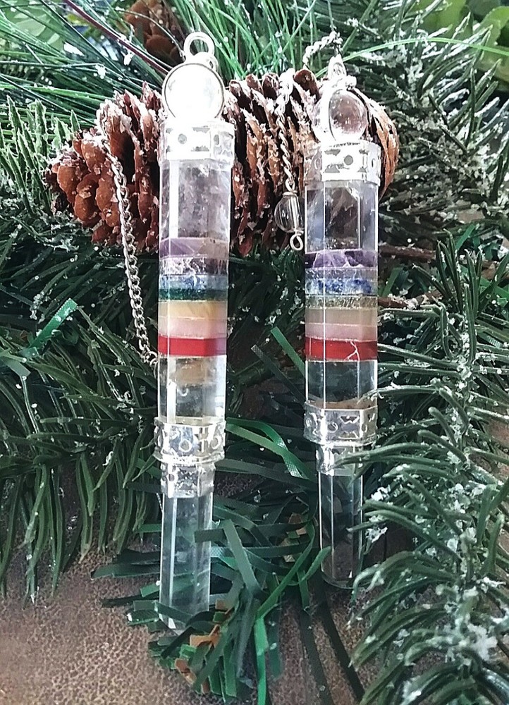 CRYSTAL QUARTZ CHAKRA PENDULUM, EXTRA LARGE CRYSTAL CHAKRA WAND With POUCH
