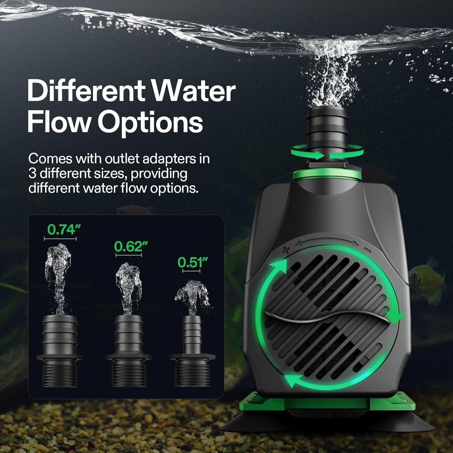 VIVOSUN Water Pump Hydroponics Pond Fountain Aquariums Submersible Fish Tank