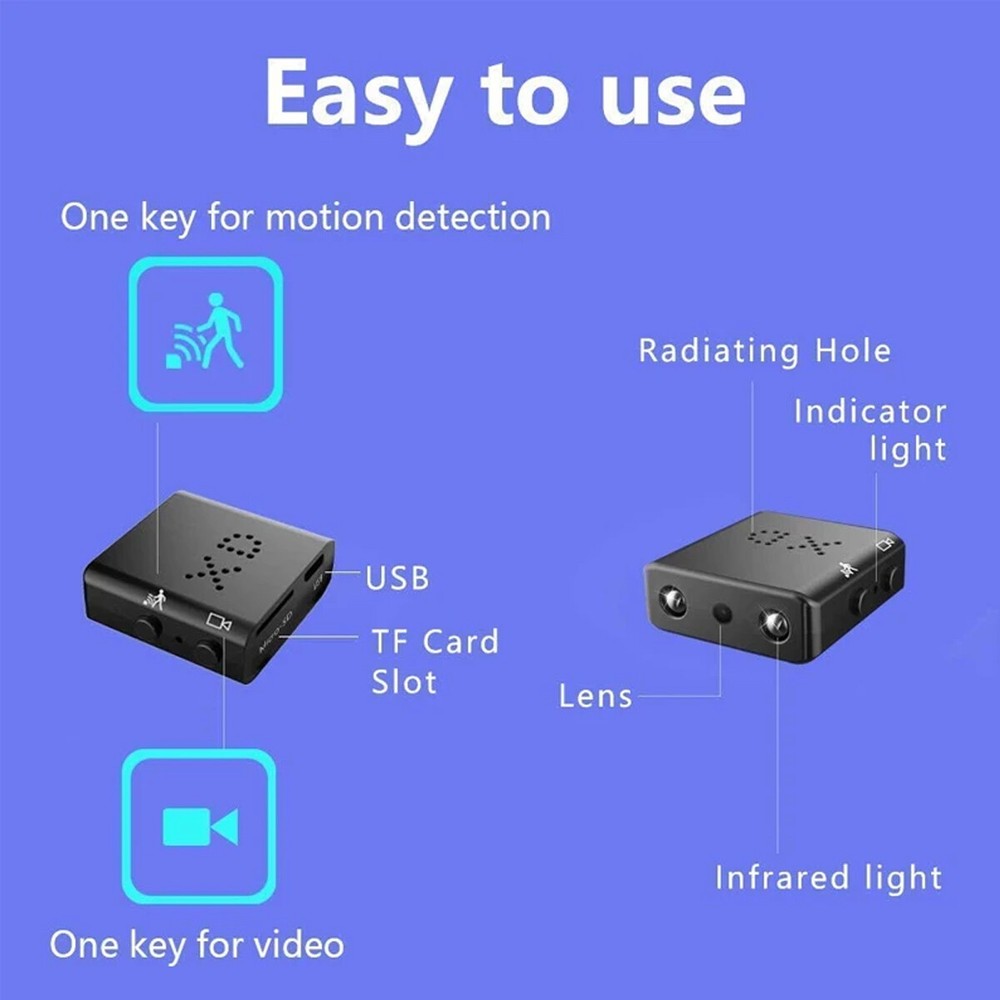 HD 1080P Mini Camera Motion Detection Night Vision Home Security IR Micro Camera