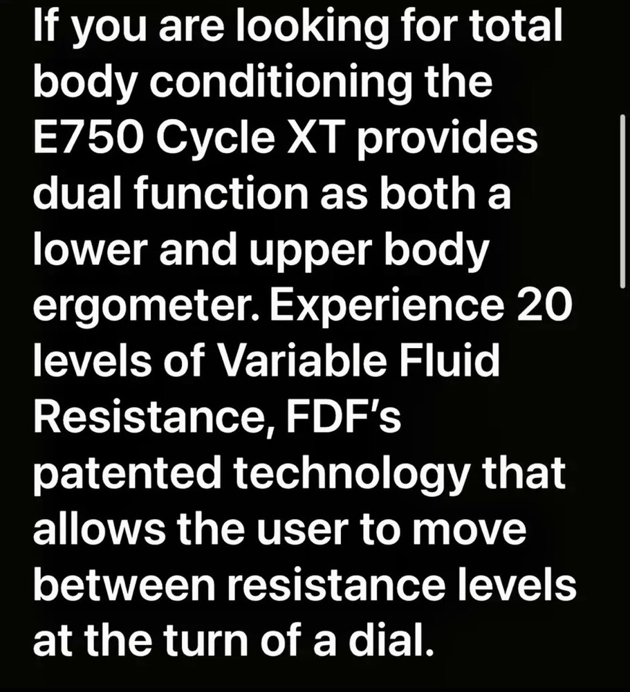 Fluid Exercise E750 Recumbent Cycle