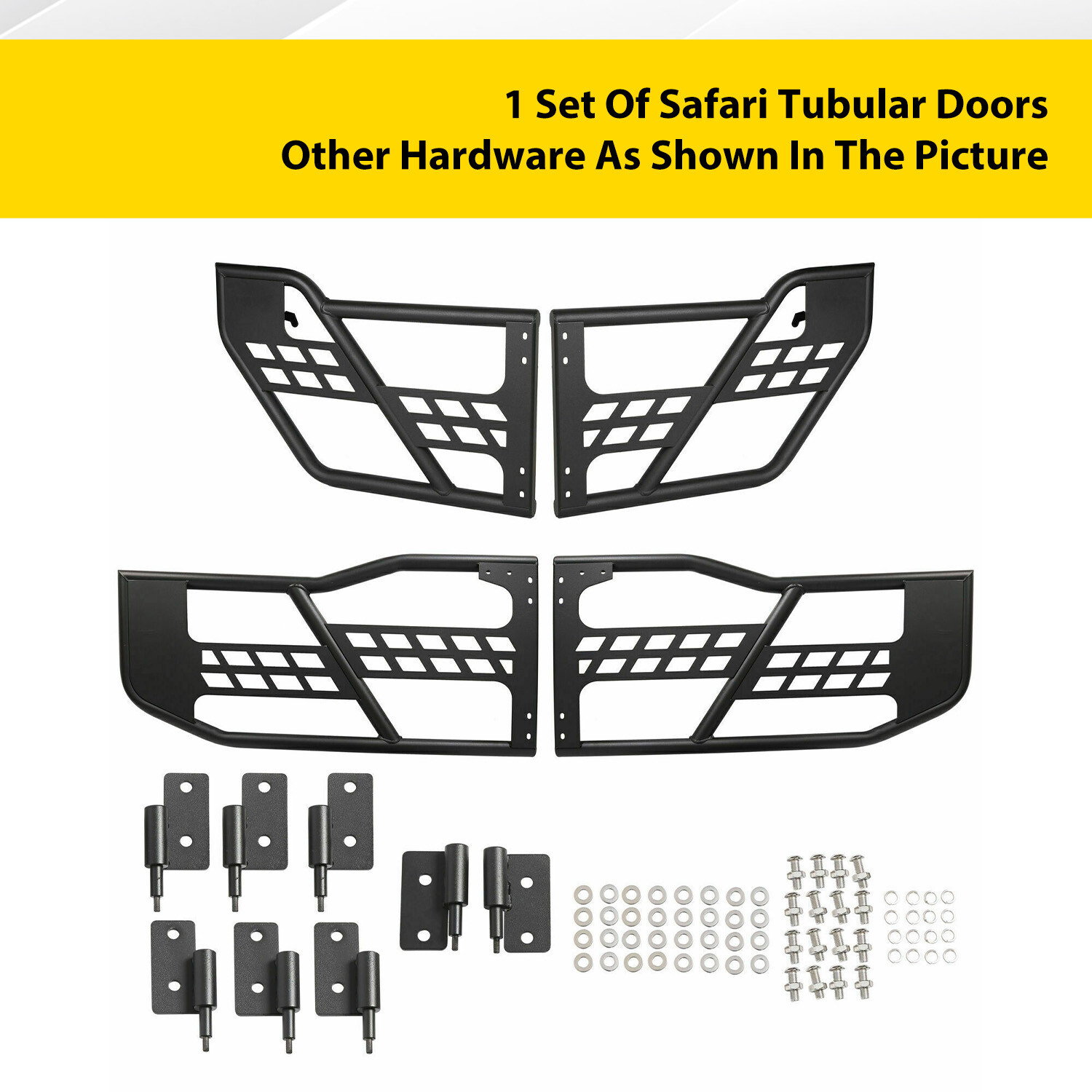 For Jeep Wrangler JK 07-18 4DR Textured Tube Safari Tubular Doors Front & Rear