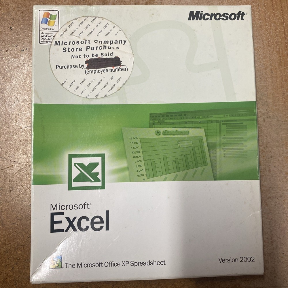 Microsoft Excel 2002  for Windows '98, 2000 Pro, NT Workstation 4.0